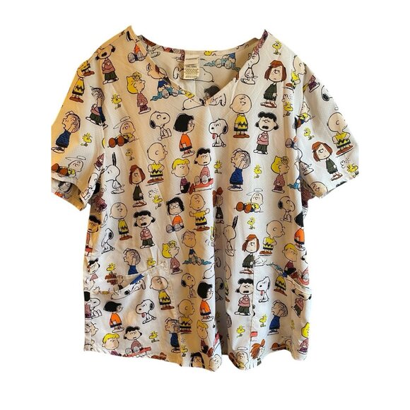 GRINCH PEANUTS LOONEY TUNES LOT OF NOVELTY PRINT SCRUB TOP SZ 2X - Picture 5 of 9